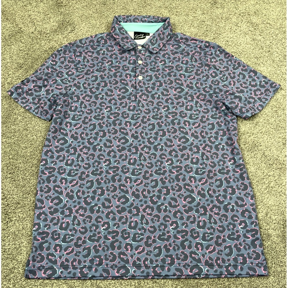 Sunday Swagger Polo Shirt Mens Large Golf Cheetah Pullover Athletic Unique Funky
